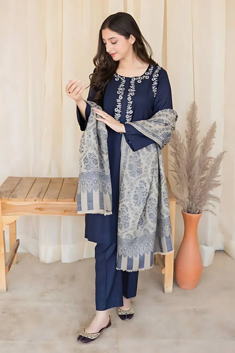 Blue-Dhanak-Embroidered-three-piece-With-Woolen-Duppata-2025-1.webp