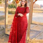 EID COLLECTION Red Organza Embroidered 3 pc