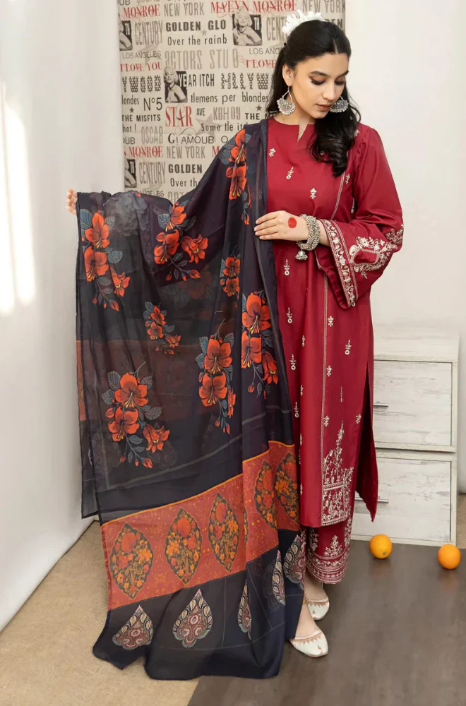 18 Urge Embroidered lawn Three Piece URL-696 - Image 1