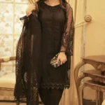 Design#11 Black Organza Lawn inner Embroidered 3 pc
