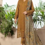 Chikenkari lawn Embroidered Three Piece Collection (D-762 Musturd)