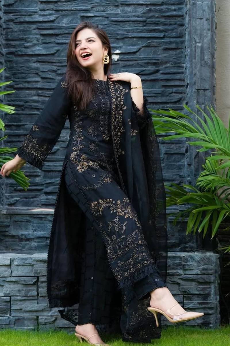 1_3a24c519-ed19-43bf-8f0b-85dc3ba26cd7 Humstore-18405 black lawn Embroidered three piece - Image 1