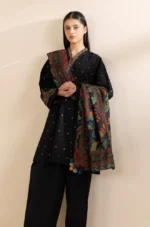 sapphire Embroidered lawn Three Piece SP-716 Black - Image 2