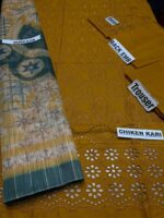 Chikenkari lawn Embroidered Three Piece Collection (D-762 Musturd) - Image 4
