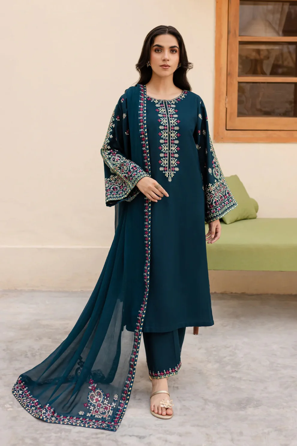 3_1_09d249c0-ea33-468b-a451-d443ade11c65 Garnet Embroidered lawn Three Piece noors - Image 1