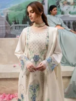 EID Collection Chikenkari Qalamkar Embroidered lawn Three Piece QL-1024 - Image 3