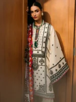 BIN ILYAS Embroidered lawn Three Piece BIL-06 - Image 4