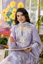 EID COLLECTION Elaf lavender love ChikenKari Embroidered Three Piece Lawn Collection - Image 3
