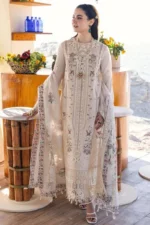 EID Collection Chikenkari Qalamkar Embroidered lawn Three Piece QL-1023 - Image 3