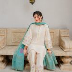 Humstore-882 off white Dhanak Embroidered three piece With Woolen Duppata