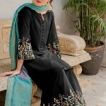 Humstore-882 Black Embroidered three piece Dhanak