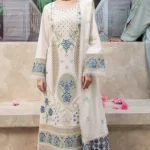 EID Collection Chikenkari Qalamkar Embroidered lawn Three Piece QL-1024