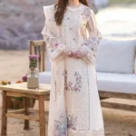 EID Collection Chikenkari Qalamkar Embroidered lawn Three Piece QL-1020