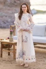 EID Collection Chikenkari Qalamkar Embroidered lawn Three Piece QL-1020